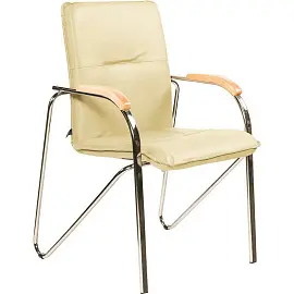 Конференц-кресло Samba светло-бежевый/бук (искусственная кожа, металл хромированный)