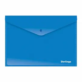 Папка-конверт на кнопке Berlingo, А4, 180мкм, непрозрачная, синяя