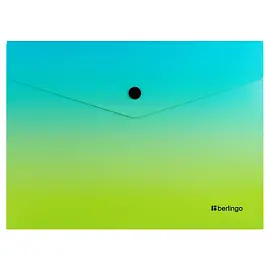 Папка-конверт на кнопке Berlingo "Radiance", А5, 180мкм, голубой/зеленый градиент