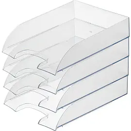 Лоток горизонтальный для бумаг Attache 4 отделения прозрачный (4 штуки в упаковке)