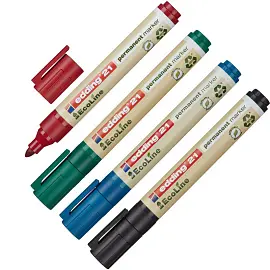 Набор маркеров перманентных Edding Eco E-21/001 толщина линии 1.5-3 мм круглый наконечник (упаковка 4 цвета)