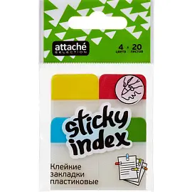 Клейкие закладки Attache Selection пластиковые 4 цвета по 20 листов 25x38 мм