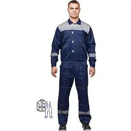 Костюм рабочий летний мужской л20-КПК с СОП синий/серый (размер 56-58, рост 158-164)