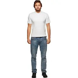 Рубашка поло мужская белая с короткими рукавами (размер XL, 52, 200 г/кв.м)