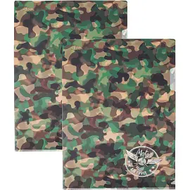 Папка уголок №1 School Military А4 пластиковая 180 мкм зеленая (2 штуки в упаковке)