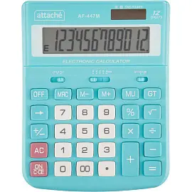 Калькулятор настольный ПОЛНОРАЗМЕРНЫЙ Attache AF-447M,12р,дв.пит,мятн