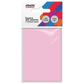 Стикеры Attache Economy 76x51 мм пастельный розовый (1 блок, 100 листов)