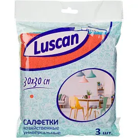 Салфетки хозяйственные Luscan микрофибра 30х30 см 300 г/кв.м 3 штуки в упаковке