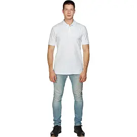 Рубашка Поло мужская белая с короткими рукавами (размер XXL, 190 г/кв.м)