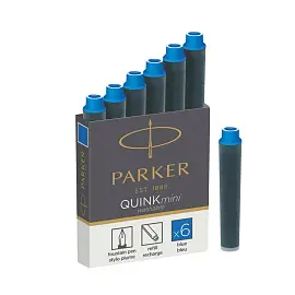 Картридж чернильный для перьевой ручки Parker синий (мини, 6 штук в упаковке, артикул производителя 1950409)