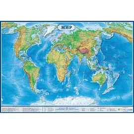 Настенная карта Мира физическая 1:34 000 000