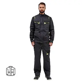 Куртка рабочая летняя мужская л27-КУ темно-серая/черная (размер 44-46, рост 170-176)