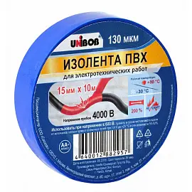 Изолента Unibob ПВХ синяя 15 мм х 10 м синяя