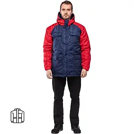 Куртка рабочая зимняя мужская з41-КУ синяя/красная (размер 44-46, рост 182-188)