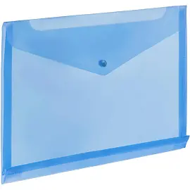 Папка-конверт на кнопке Attache А4 синяя 180 мкм (с горизонтальным расширением, 5 штук в упаковке)