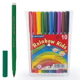 Фломастеры Centropen "Rainbow Kids", 10цв., трехгранные, смываемые, ПВХ