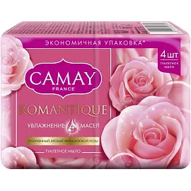 Мыло туалетное Camay ароматы французской розы 75 г 4 штуки в упаковке