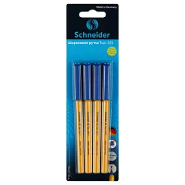 Набор шариковых ручек Schneider "Tops 505 F" 4шт., синие, 0,8мм, оранжевый корпус, блистер