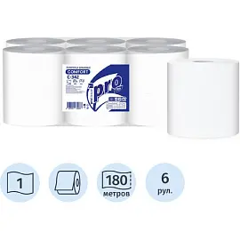 Полотенца бумажные в рулонах Protissue H1 1-слойные 6 рулонов по 180 метров (артикул производителя C342)