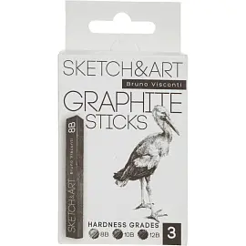 Графит прессованный 8B-12B Sketch&Art (3 штуки в наборе)