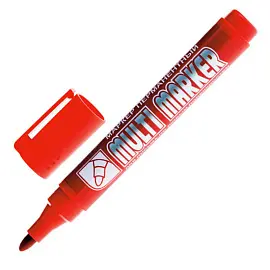 Маркер перманентный Crown Multi Marker красный (толщина линии 3-5 мм) круглый наконечник
