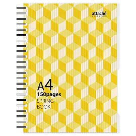 Бизнес-тетрадь Attache Selection Spring Book A4 150 листов желтая в клетку на спирали (230х297 мм)
