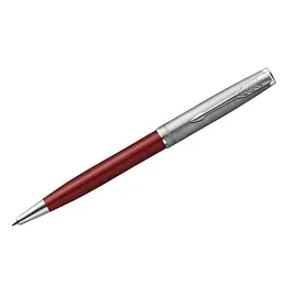 Ручка шариковая Parker "Sonnet Sand Blasted Metal&Red Lacquer" черная, 1,0мм, поворот., подарочная упаковка