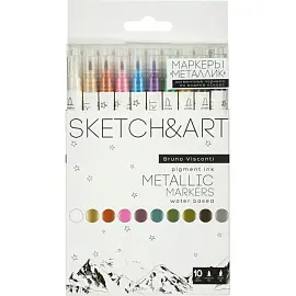 Набор маркеров Sketch&Art Metallic двусторонних 10 цветов (толщина линии 1-3 мм)