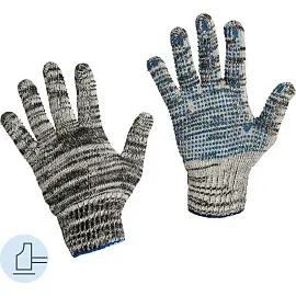 Перчатки защитные трикотажные с ПВХ покрытием графит (точка, 6 нитей, 7 класс, размер универсальный, 200 пар в упаковке)