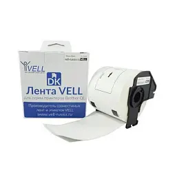 Картридж Vell VL-B-DK 22223 для принтера этикеток Brother (50 мм x 30.48 м, цвет ленты белый, шрифт черный)