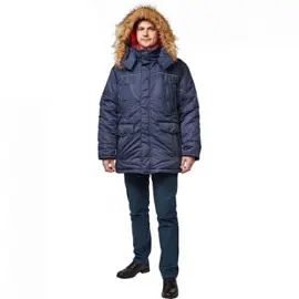 Куртка рабочая зимняя мужская Аляска з28-КУ с СОП синяя (размер 60-62, рост 170-176)