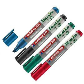 Набор маркеров для белых досок Edding 29 Eco 4 цвета (толщина линии 1-5 мм) скошенный наконечник