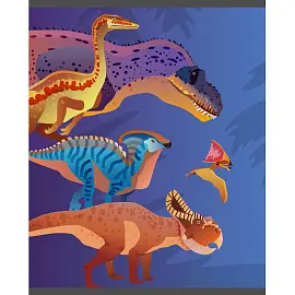 Тетрадь общая №1 School Мир динозавров А5 48 листов в клетку на скрепке обложка с рисунком ВД-лак