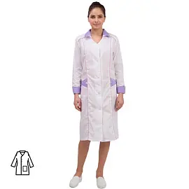 Халат медицинский женский м03-ХЛ белый/фиолетовый (размер 48-50, рост 158-164)