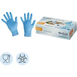 Перчатки одноразовые защитные Manipula Specialist Эксперт нитриловые неопудренные синие (размер M, 100 штук/50 пар в упаковке, DG-022)