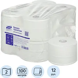 Бумага туалетная в рулонах Luscan Professional Etalon 2-слойная 12 рулонов по 100 метров