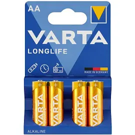 Батарейка Varta LONGLIFE LR6 AA 4шт/бл Alkaline 1.5V (4106) (4106101414)