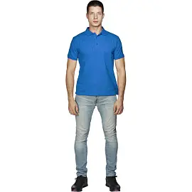 Рубашка Поло мужская васильковая с короткими рукавами (размер XL, 190 г/кв.м)