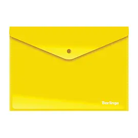 Папка-конверт на кнопке Berlingo, А4, 180мкм, непрозрачная, желтая