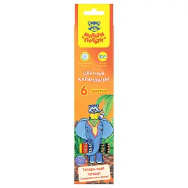 Карандаши цветные Мульти-Пульти "Енот в Индии", 06цв., заточен., картон, европодвес