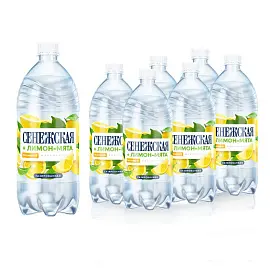 Вода питьевая Сенежская + лимон, мята сильногазированная 1 л (6 штук в упаковке)