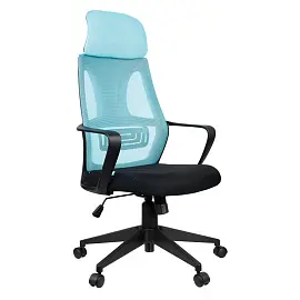 Кресло руководителя Helmi HL-E37 "Wind", ткань черная/бирюзовая