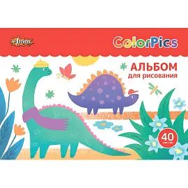 Альбом для рисования №1 School ColorPics 40 л. скрепка А4, 2шт/уп