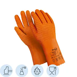 Перчатки КЩС латексные Manipula Фишер L-T-17/CG-948 повышенная прочность оранжевые (размер 10-10.5, XL)
