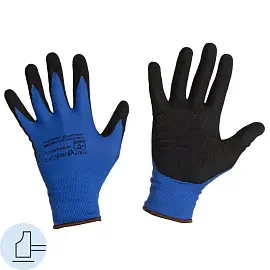 Перчатки рабочие защитные Scaffa Механик NY1350S-NV/BLK нейлон с нитриловым покрытием синий/черный (неполный облив один слой, 13 класс вязки, размер 9