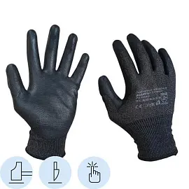 Перчатки Scaffa Рубеж ПУ Тач В DY1850-PU для защиты от порезов с полиуретановым покрытием (18 класс, размер 10, XL)
