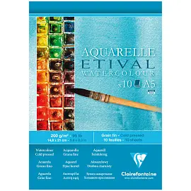 Альбом для акварели, 10л., А5, на склейке Clairefontaine "Etival", 200г/м2, холодное прессование