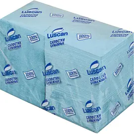 Салфетки бумажные Luscan Profi Pack 24х24 см голубое 1-слойные 400 штук в упаковке