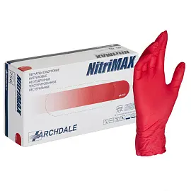 Перчатки медицинские смотровые нитриловые NitriMax нестерильные неопудренные размер L (8-9) красные (100 штук в упаковке)