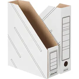 Лоток вертикальный для бумаг 75 мм Attache картонный белый с полосками (2 штуки в упаковке)